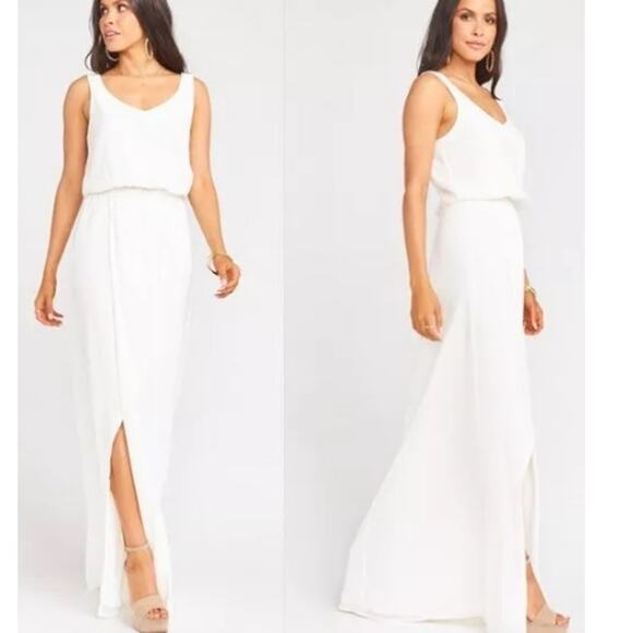 NEW Show Me Your Mumu Kendall Maxi Dress Wedding Cake Chiffon White Size Medium - Picture 2 of 8